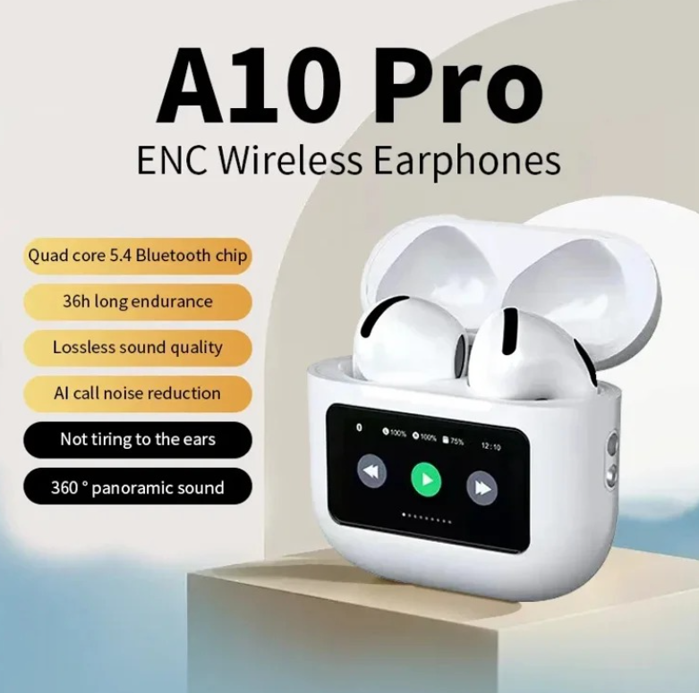 A10 Pro ANC Bluetooth Earphone LCD Screen Wireless Earbuds