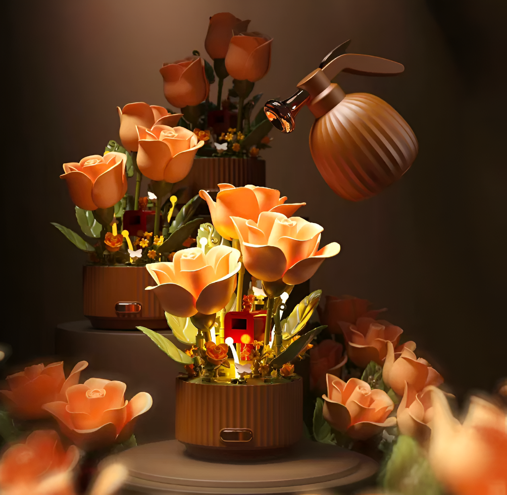 Blooming Rose Building Blocks Decorative Flower Lamp